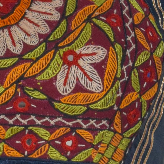 Plain Dyeing Mashru Silk Hand Embroidered Pakko Work Blouse - Stitched Mirror Work - Free Size   -  SKU : RD28701A