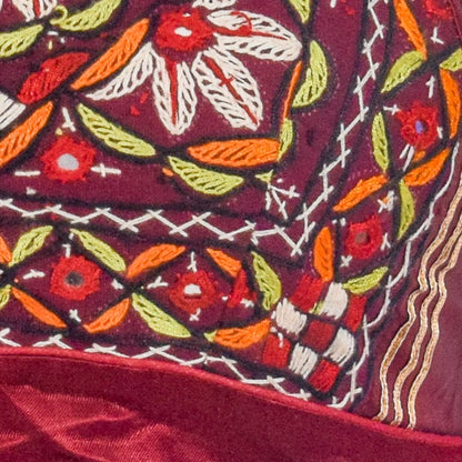 Plain Dyeing Mashru Silk Hand Embroidered Pakko Work Blouse - Stitched Mirror Work - Free Size   -  SKU : RD28701D