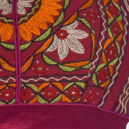 Plain Dyeing Mashru Silk Hand Embroidered Pakko Work Blouse - Stitched Mirror Work - Free Size   -  SKU : RD28701C