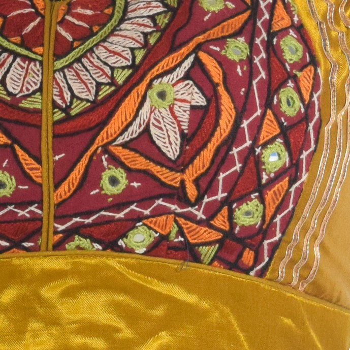 Plain Dyeing Mashru Silk Hand Embroidered Pakko Work Blouse - Stitched Mirror Work - Free Size   -  SKU : RD28701E