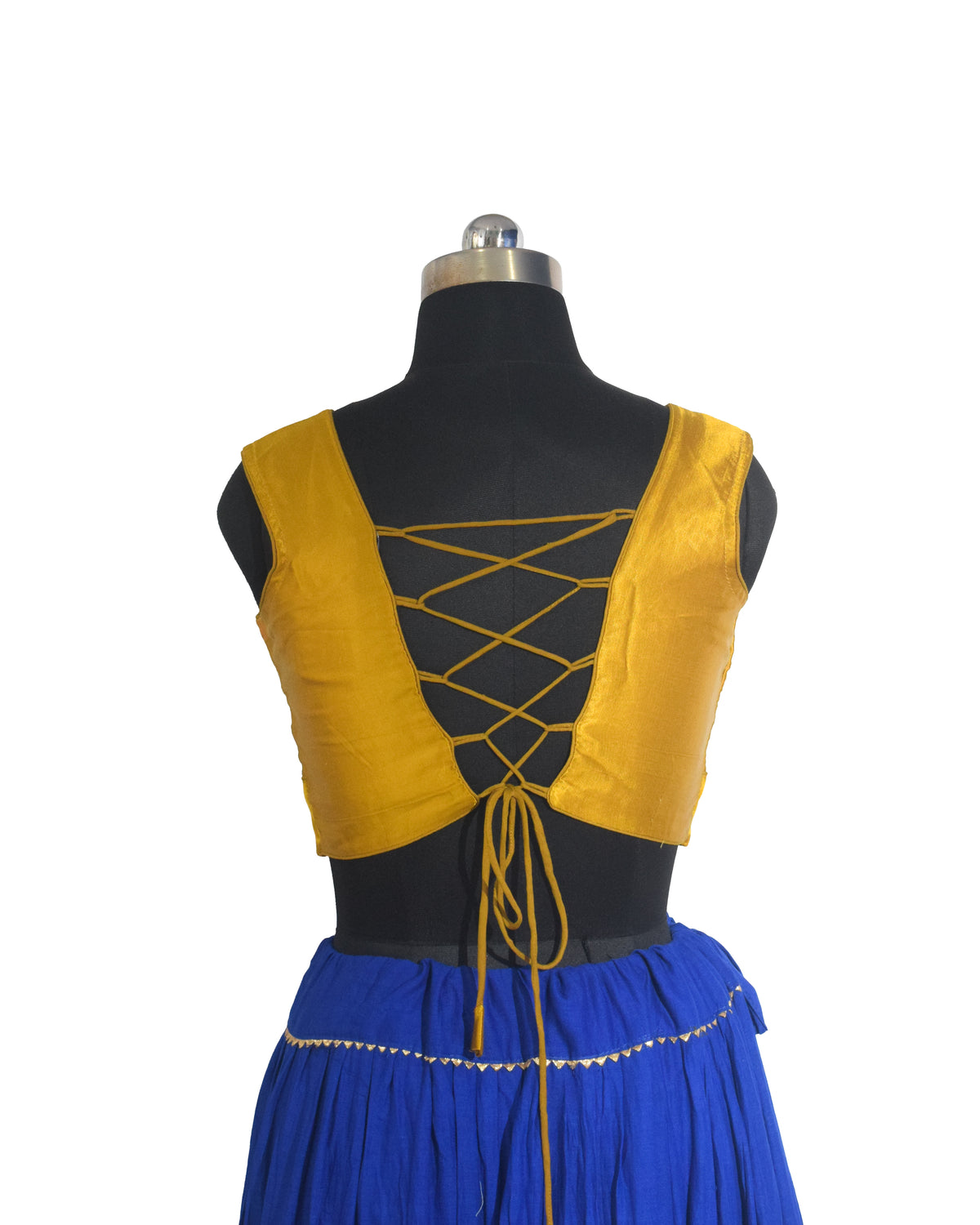 Plain Dyeing Mashru Silk Hand Embroidered Pakko Work Blouse - Stitched Mirror Work - Free Size   -  SKU : RD28701E