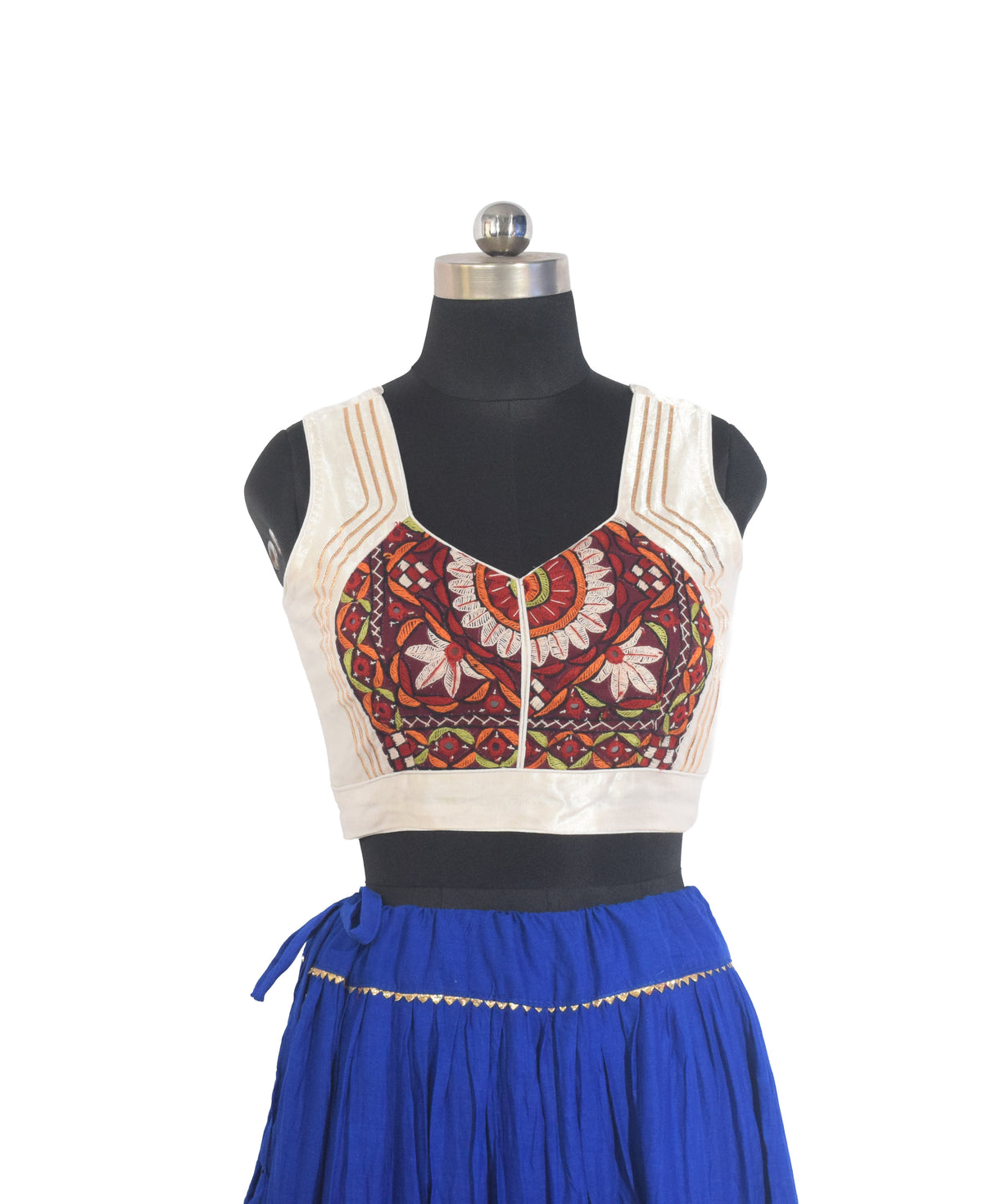 Plain Dyeing Mashru Silk Hand Embroidered Pakko Work Blouse - Stitched Mirror Work - Free Size   -  SKU : RD28701H