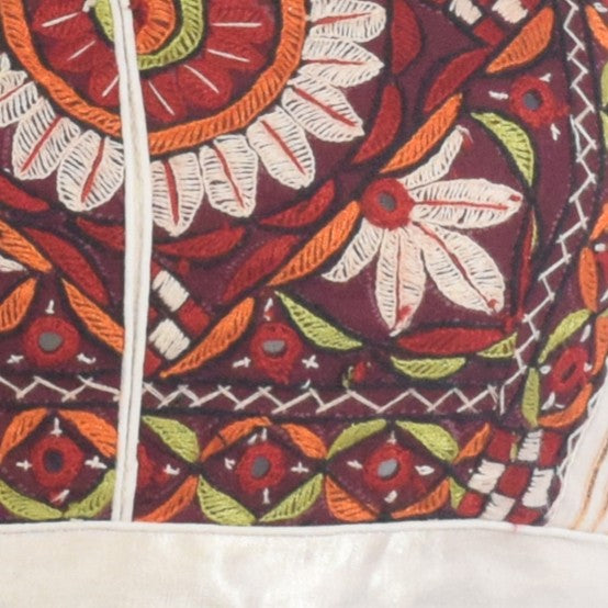 Plain Dyeing Mashru Silk Hand Embroidered Pakko Work Blouse - Stitched Mirror Work - Free Size   -  SKU : RD28701H