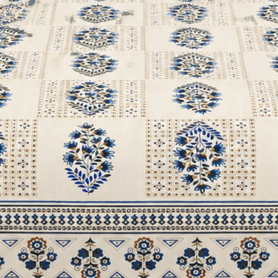 Ajrakh Cotton Natural Dye Kutchi Galicha Hand Block Print Bedsheet - Double King Size - 100 Inch Length   -  SKU : KD09602A