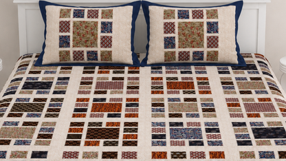 Ajrakh Cotton Natural Dye Kutchi Galicha Hand Block Print Bedsheet - Double King Size - 108 Inch Length   -  SKU : KD09601A