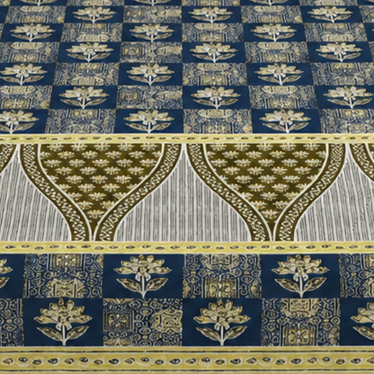 Ajrakh Cotton Natural Dye Kutchi Galicha Hand Block Print Bedsheet - Double King Size - 108 Inch Length   -  SKU : KD09601C