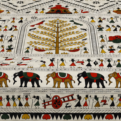 Ajrakh Cotton Natural Dye Kutchi Galicha Hand Block Print Bedsheet - Double King Size - 108 Inch Length   -  SKU : KD09601B