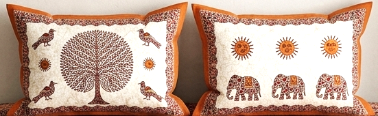 Ajrakh Cotton Natural Dye Kutchi Galicha Hand Block Print Bedsheet - Single  - 94 Inch Length    -  SKU : KD12203A