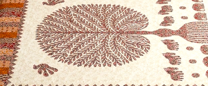 Ajrakh Cotton Natural Dye Kutchi Galicha Hand Block Print Bedsheet - Single  - 94 Inch Length    -  SKU : KD12203A