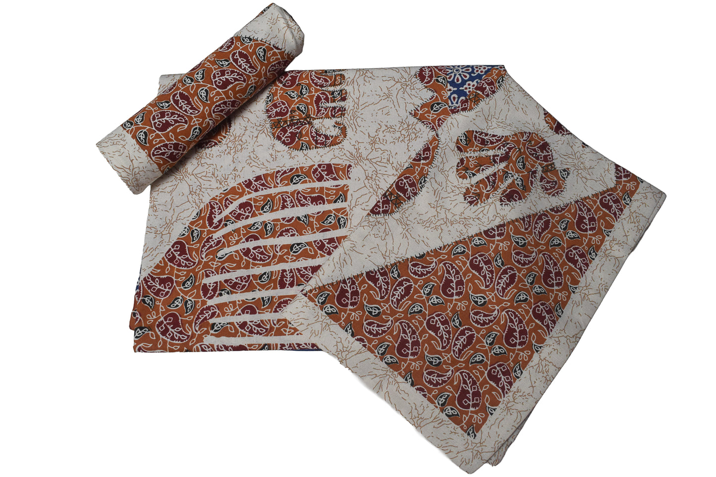 Ajrakh Cotton Natural Dye Kutchi Galicha Hand Block Print Bedsheet - Single  - 94 Inch Length    -  SKU : KD12203B