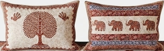 Ajrakh Cotton Natural Dye Kutchi Galicha Hand Block Print Bedsheet - Single  - 94 Inch Length    -  SKU : KD12203B