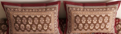 Ajrakh Cotton Natural Dye Kutchi Galicha Hand Block Print Bedsheet - Single  - 94 Inch Length    -  SKU : KD12203C
