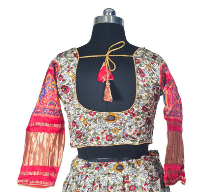 Patola Print Modal Silk Ready To Stitch Chaniya Choli with Golden Border - Free SizeFree Size    -  SKU : FJ06C01A