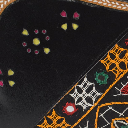 Leather Craft Punch Work Pure Leather Hand Embroidered Bavalia Work Clutch Mirror Work - 25 cms Length    -  SKU : AB02C01C