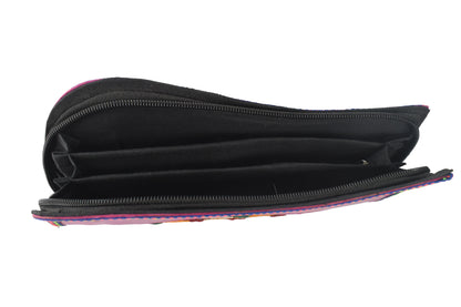 Leather Craft Punch Work Pure Leather Hand Embroidered Bavalia Work Clutch Mirror Work - 25 cms Length    -  SKU : AB02C01G