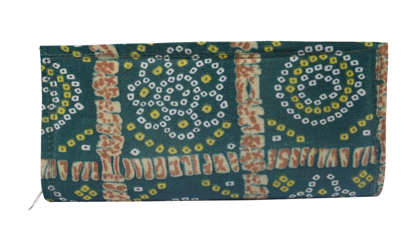 Bandhej Print Raw Silk Clutch  - 25 cms Length    -  SKU : FJ07501A