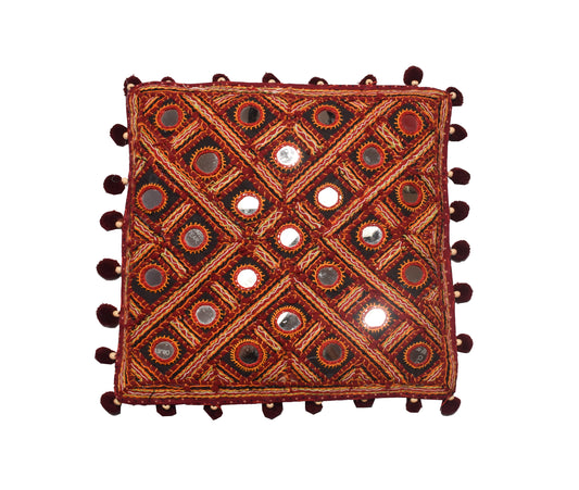 Pakko Work Cotton Large Mirror Work Cushion Cover    -  SKU : 0003