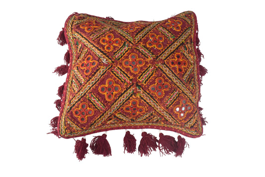 Pakko Work Cotton Small Mirror Work Cushion Cover    -  SKU: 0010