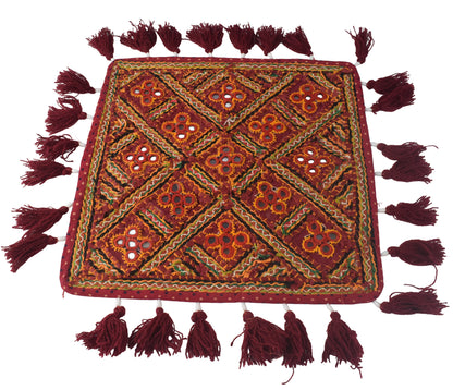 Pakko Work Cotton Small Mirror Work Cushion Cover    -  SKU: 0010