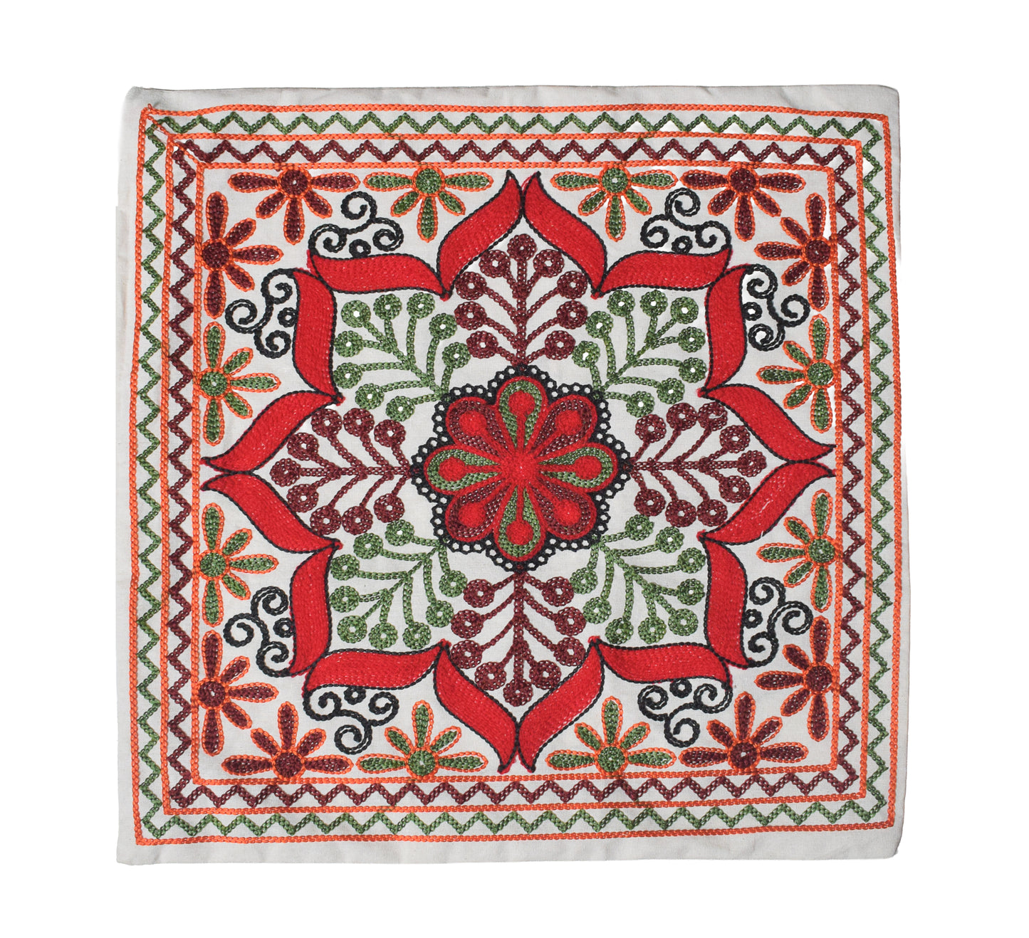 Machine Embroidery Cotton Set Of Five Cushion Cover  - 43 cms Length   -  SKU : NC19402A