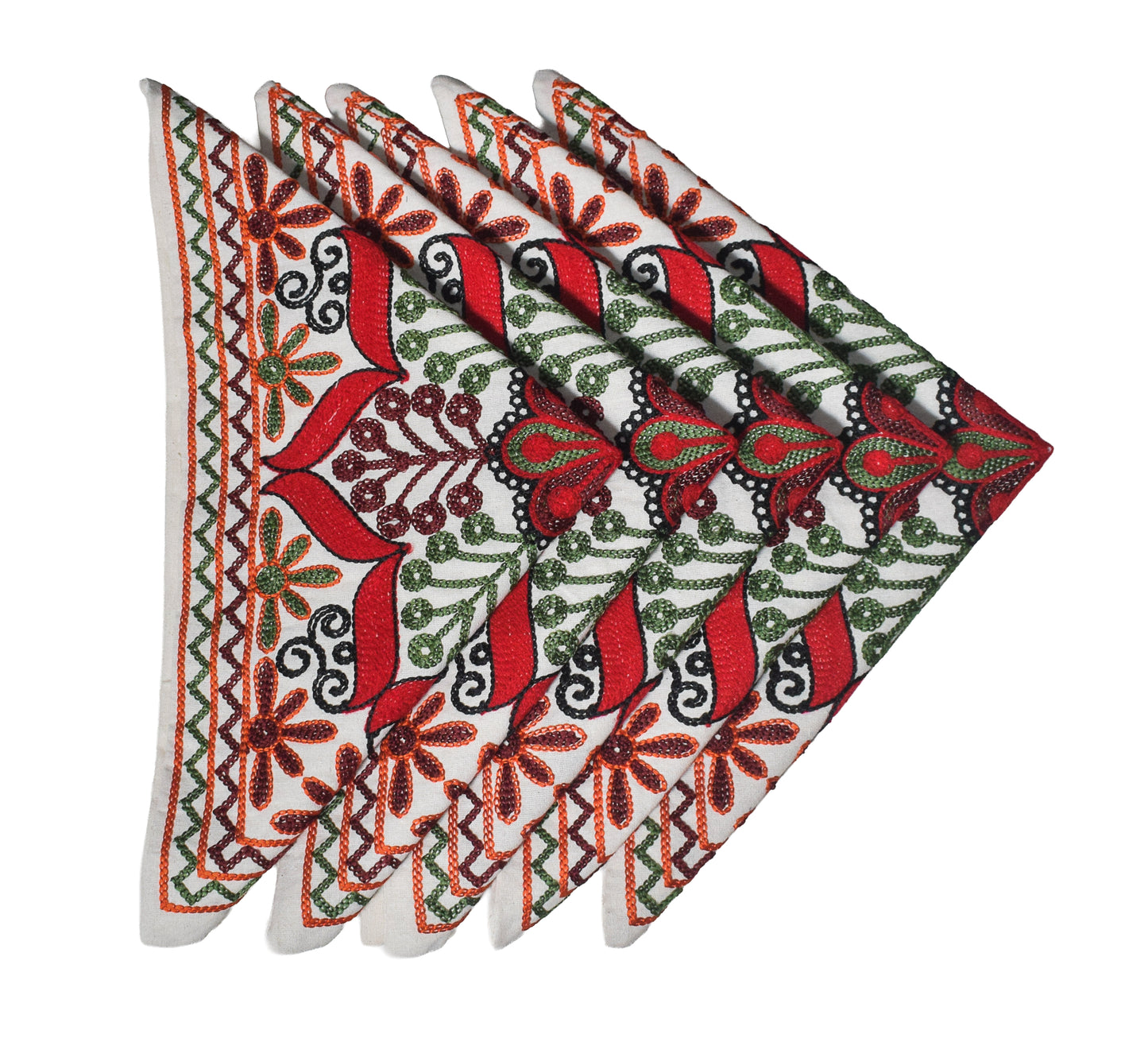 Machine Embroidery Cotton Set Of Five Cushion Cover  - 43 cms Length   -  SKU : NC19402A