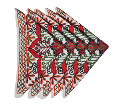 Machine Embroidery Cotton Set Of Five Cushion Cover  - 43 cms Length   -  SKU : NC19402A