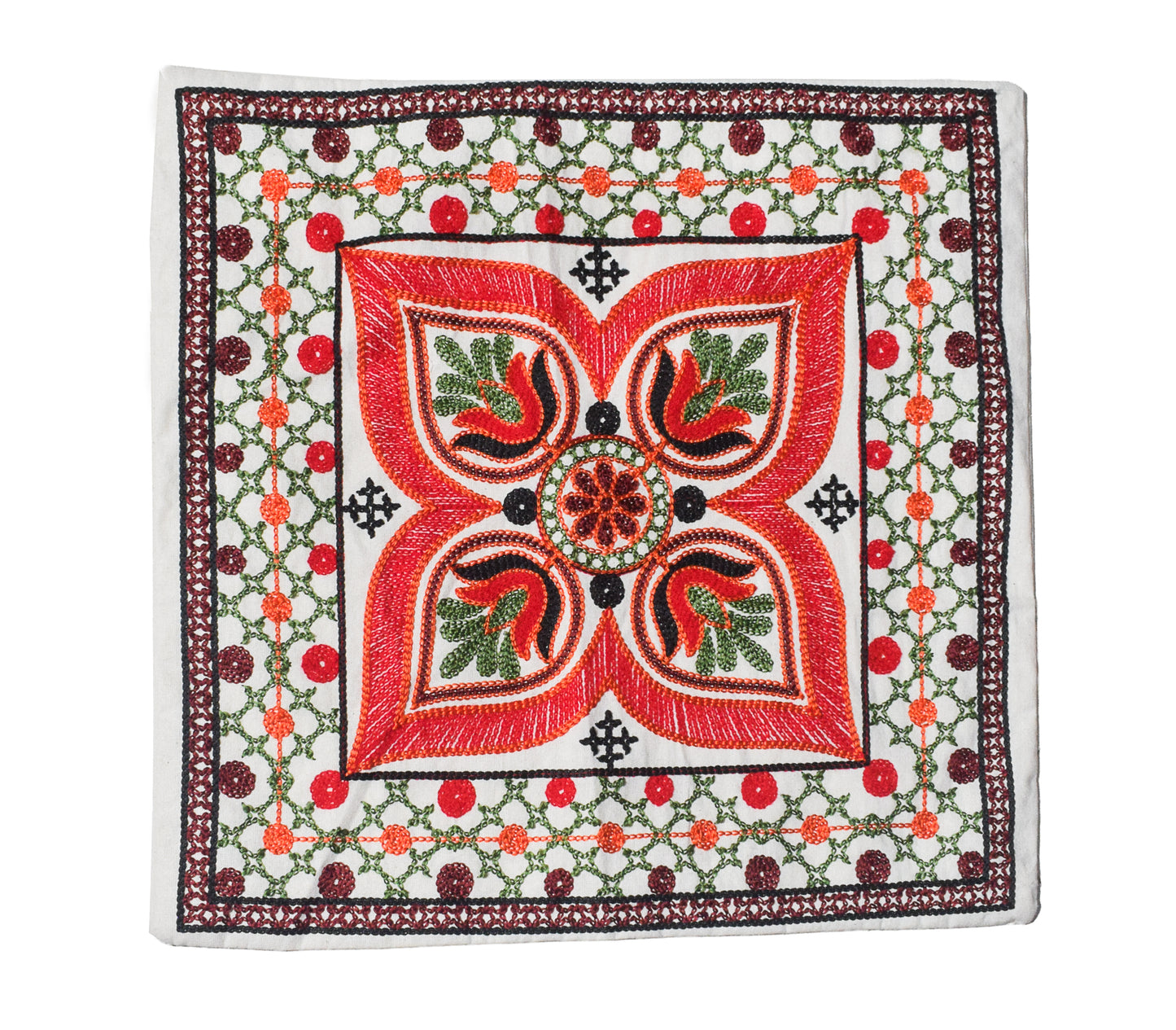 Machine Embroidery Cotton Set Of Five Cushion Cover  - 43 cms Length   -  SKU : NC19402B