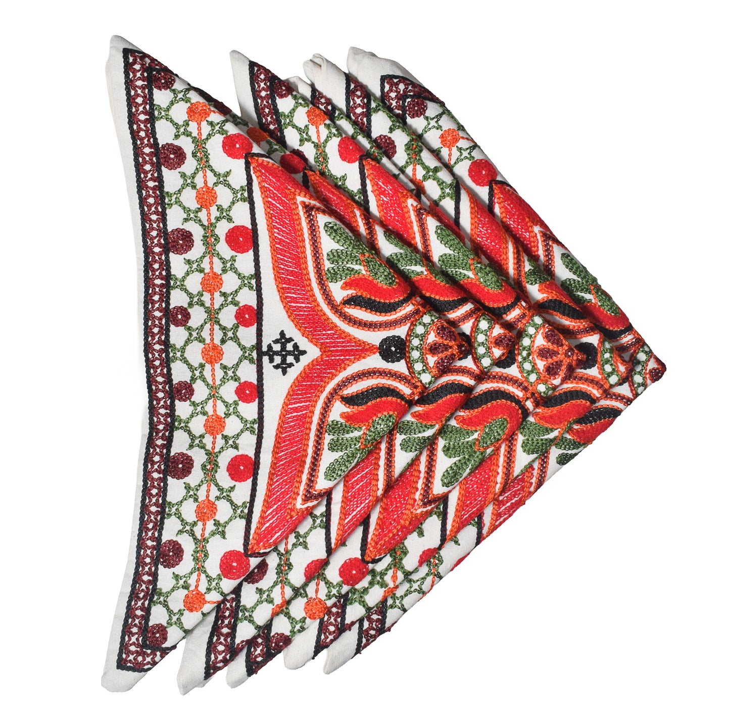 Machine Embroidery Cotton Set Of Five Cushion Cover  - 43 cms Length   -  SKU : NC19402B