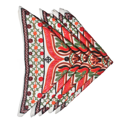Machine Embroidery Cotton Set Of Five Cushion Cover  - 43 cms Length   -  SKU : NC19402B