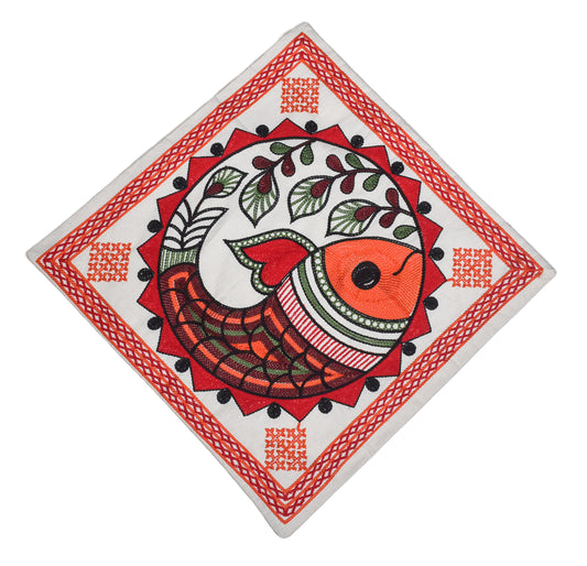 Machine Embroidery Cotton Set Of Five Cushion Cover  - 43 cms Length   -  SKU : NC19402C