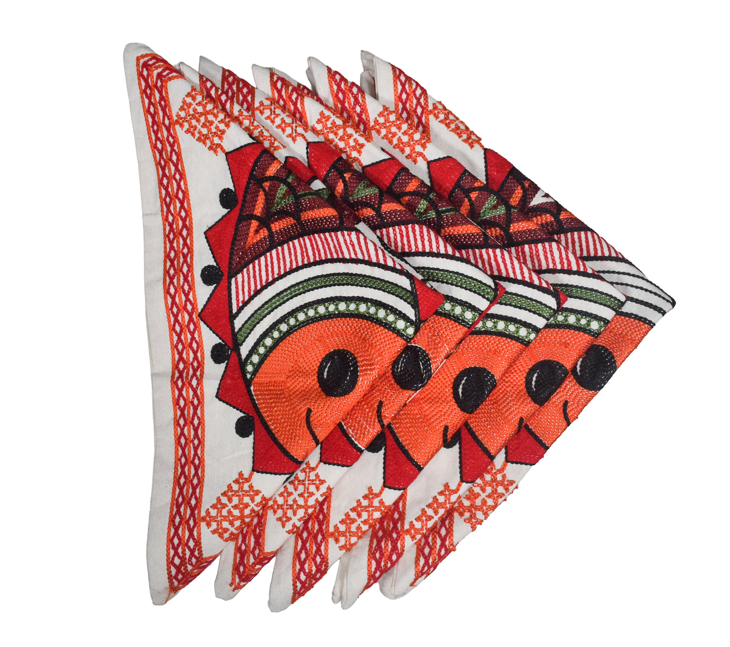 Machine Embroidery Cotton Set Of Five Cushion Cover  - 43 cms Length   -  SKU : NC19402C