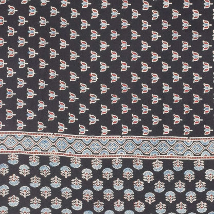 Ajrakh Modal Silk Natural Dye Hand Block Print Dupatta with Golden Border - 2.5 Mtr Length    -  SKU : AI21B01S