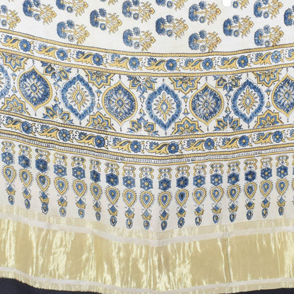 Ajrakh Modal Silk Natural Dye Hand Block Print Dupatta with Golden Border - 2.5 Mtr Length    -  SKU : AI21B01N