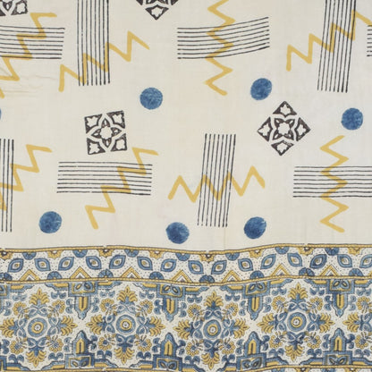 Ajrakh Modal Silk Natural Dye Hand Block Print Dupatta with Golden Border - 2.5 Mtr Length    -  SKU : AI21B01O