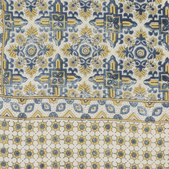 Ajrakh Modal Silk Natural Dye Hand Block Print Dupatta with Golden Border - 2.5 Mtr Length    -  SKU : AI21B01P