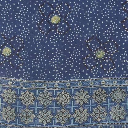 Ajrakh Modal Silk Natural Dye Hand Block Print Dupatta with Golden Border - 2.5 Mtr Length    -  SKU : AI21B01V