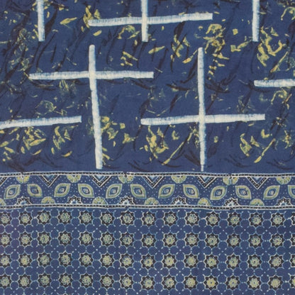 Ajrakh Modal Silk Natural Dye Hand Block Print Dupatta with Golden Border - 2.5 Mtr Length    -  SKU : AI21B01X