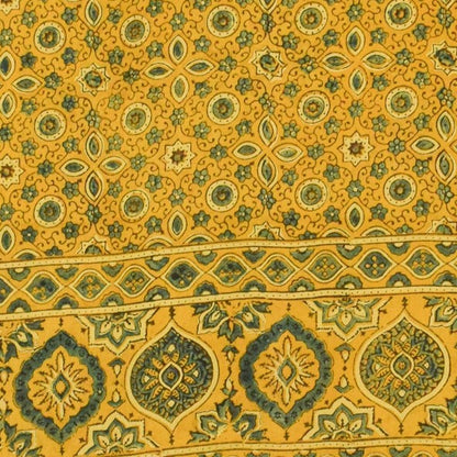 Ajrakh Modal Silk Natural Dye Hand Block Print Dupatta with Golden Border - 2.5 Mtr Length    -  SKU : AI21B01B