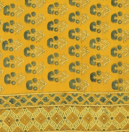 Ajrakh Modal Silk Natural Dye Hand Block Print Dupatta with Golden Border - 2.5 Mtr Length    -  SKU : AI21B01C