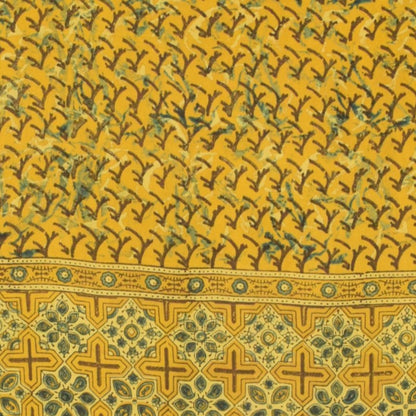 Ajrakh Modal Silk Natural Dye Hand Block Print Dupatta with Golden Border - 2.5 Mtr Length    -  SKU : AI21B01D