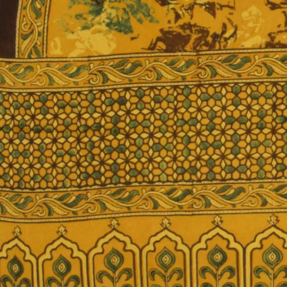 Ajrakh Modal Silk Natural Dye Hand Block Print Dupatta  with Golden Border - 2.5 Mtr Length    -  SKU : MS16301M