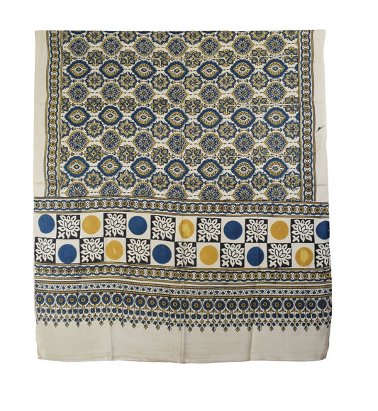 Ajrakh Modal Silk Natural Dye Hand Block Print Dupatta  - 2.5 Mtr Length    -  SKU : AI27802J
