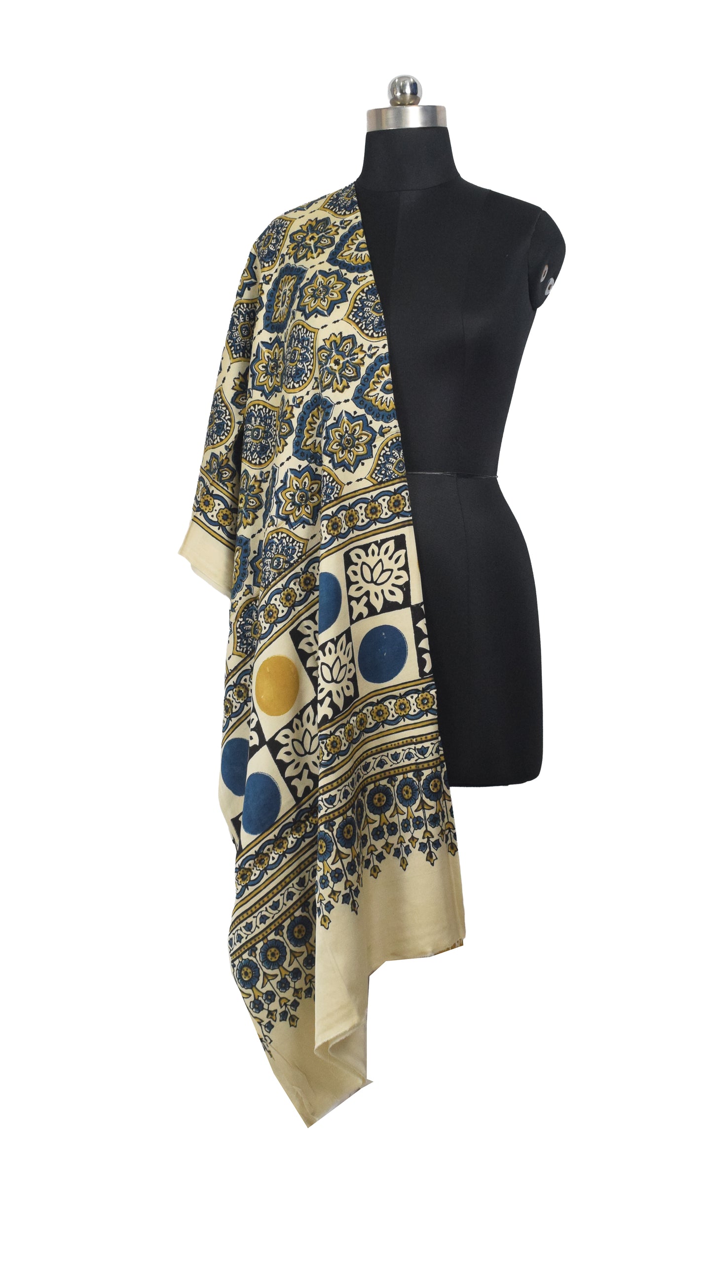 Ajrakh Modal Silk Natural Dye Hand Block Print Dupatta  - 2.5 Mtr Length    -  SKU : AI27802J