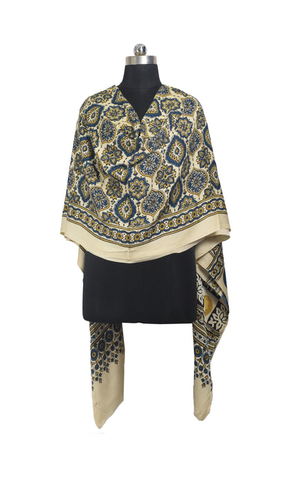 Ajrakh Modal Silk Natural Dye Hand Block Print Dupatta  - 2.5 Mtr Length    -  SKU : AI27802J