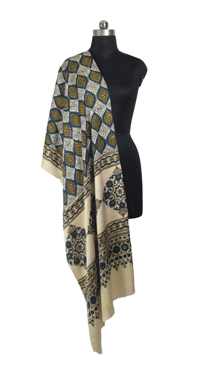 Ajrakh Modal Silk Natural Dye Hand Block Print Dupatta  - 2.5 Mtr Length    -  SKU : AI27802Q