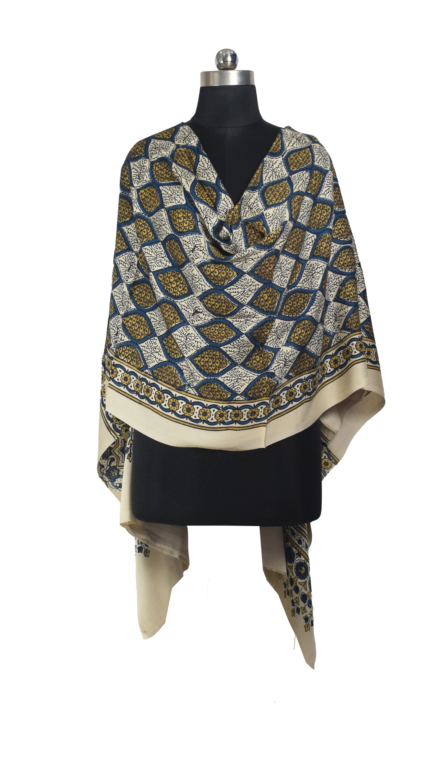 Ajrakh Modal Silk Natural Dye Hand Block Print Dupatta  - 2.5 Mtr Length    -  SKU : AI27802Q