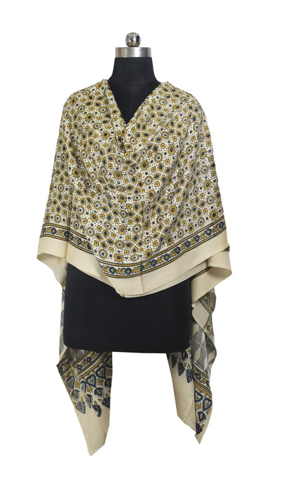 Ajrakh Modal Silk Natural Dye Hand Block Print Dupatta  - 2.5 Mtr Length    -  SKU : AI27802W