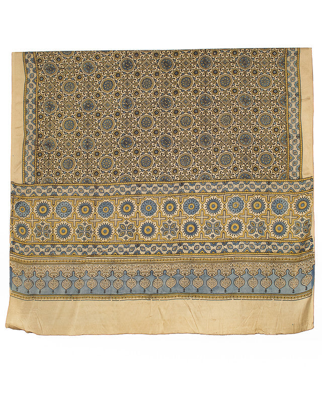 Ajrakh Modal Silk Natural Dye Hand Block Print Dupatta  - 2.5 Mtr Length    -  SKU : ID02701F