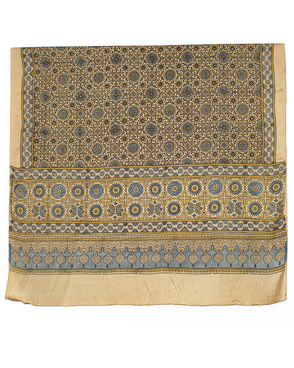 Ajrakh Modal Silk Natural Dye Hand Block Print Dupatta  - 2.5 Mtr Length    -  SKU : ID02701F