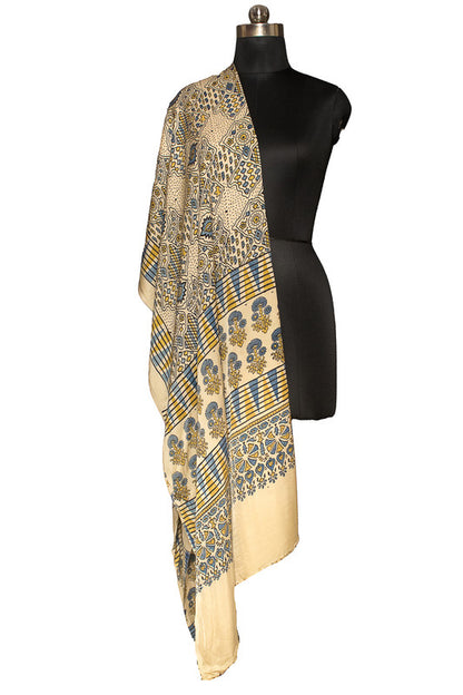 Ajrakh Modal Silk Natural Dye Hand Block Print Dupatta  - 2.5 Mtr Length    -  SKU : ID02701K